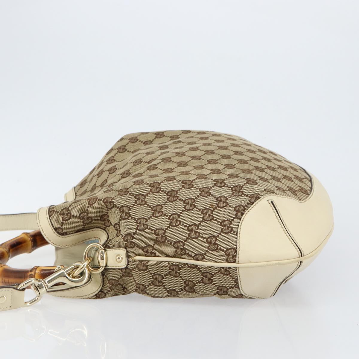 GUCCI Bamboo GG Canvas Hand Bag 2way Beige Gold 169961 Auth gh943