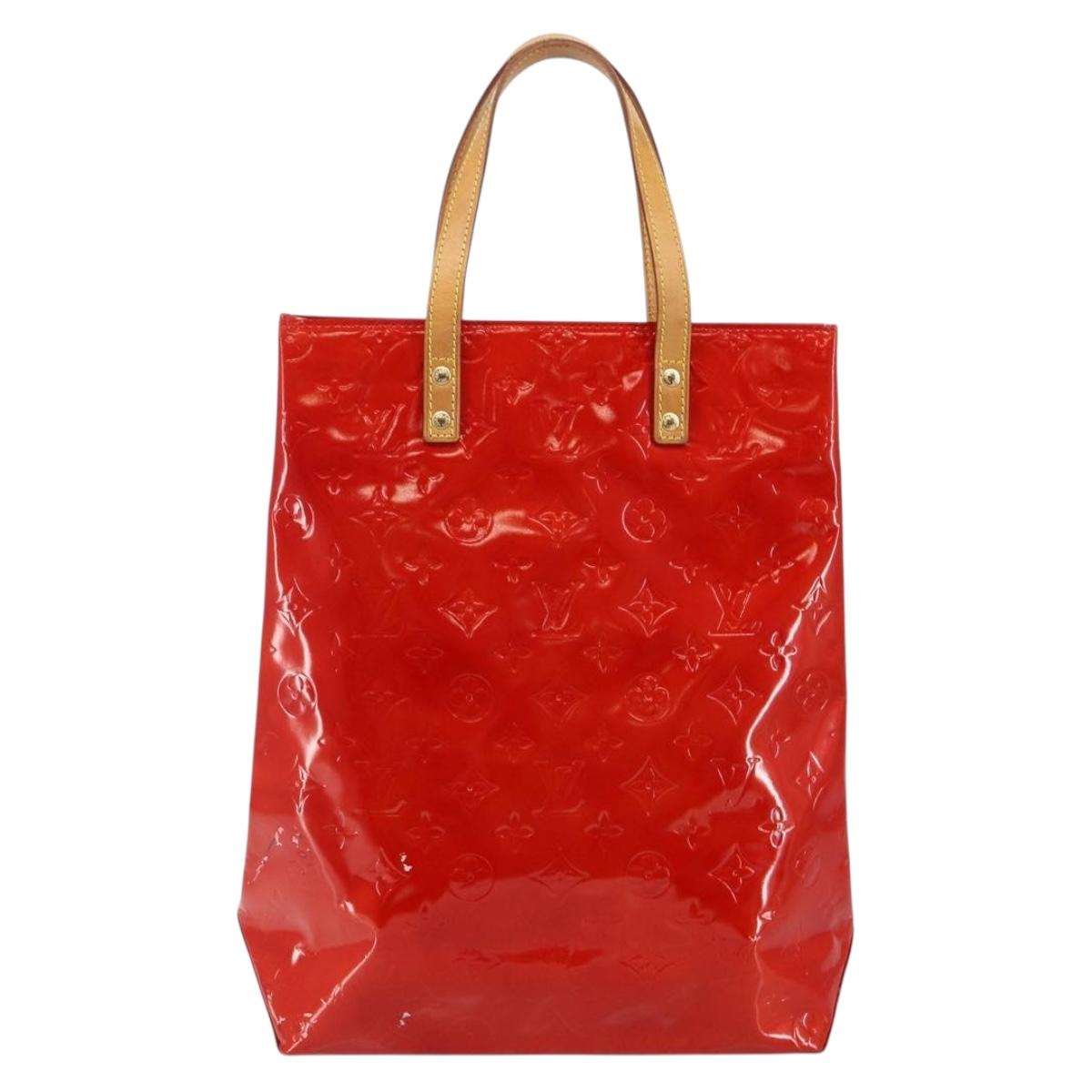 LOUIS VUITTON Monogram Vernis Reade MM Hand Bag Red Rouge M91086 LV Auth gh948