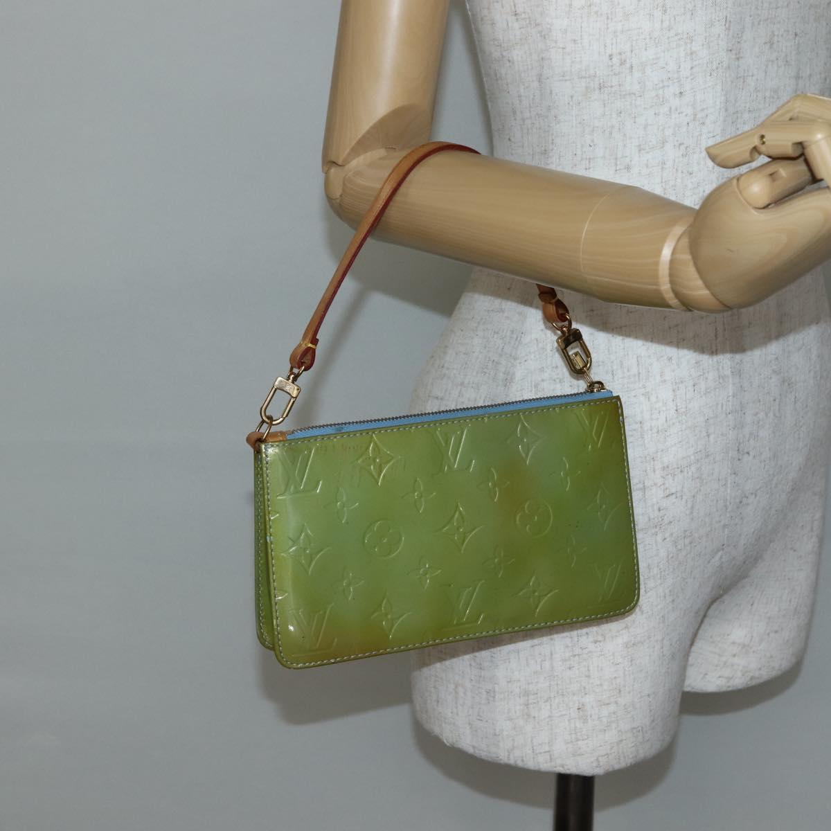 LOUIS VUITTON Monogram Vernis Lexington Pouch Baby Blue M91011 LV Auth gh953