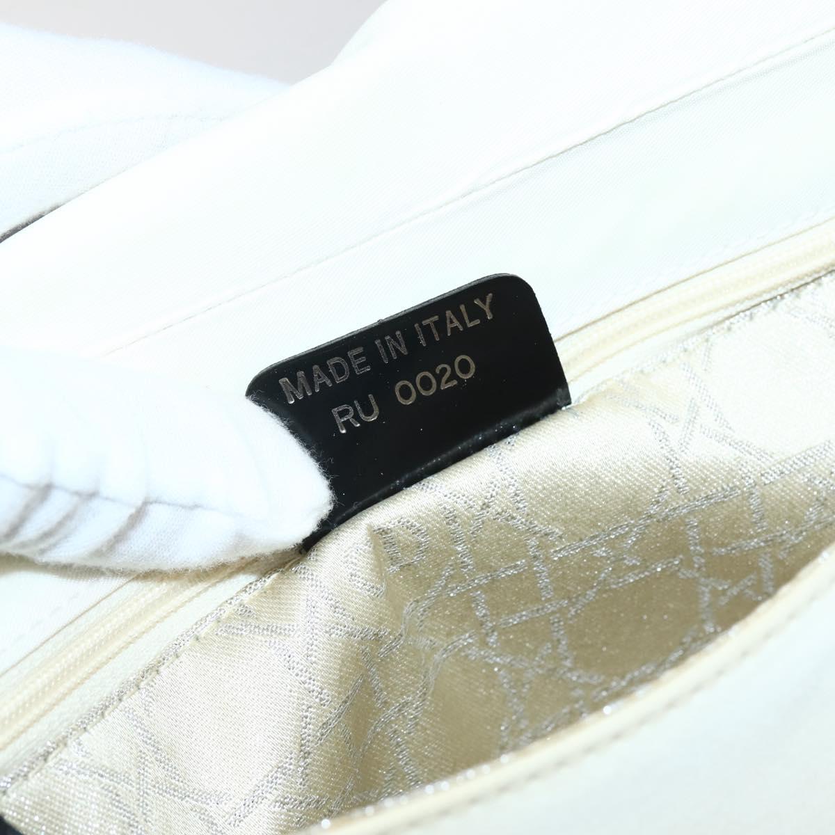 Christian Dior Maris Pearl Shoulder Bag Nylon White Silver Auth gh967