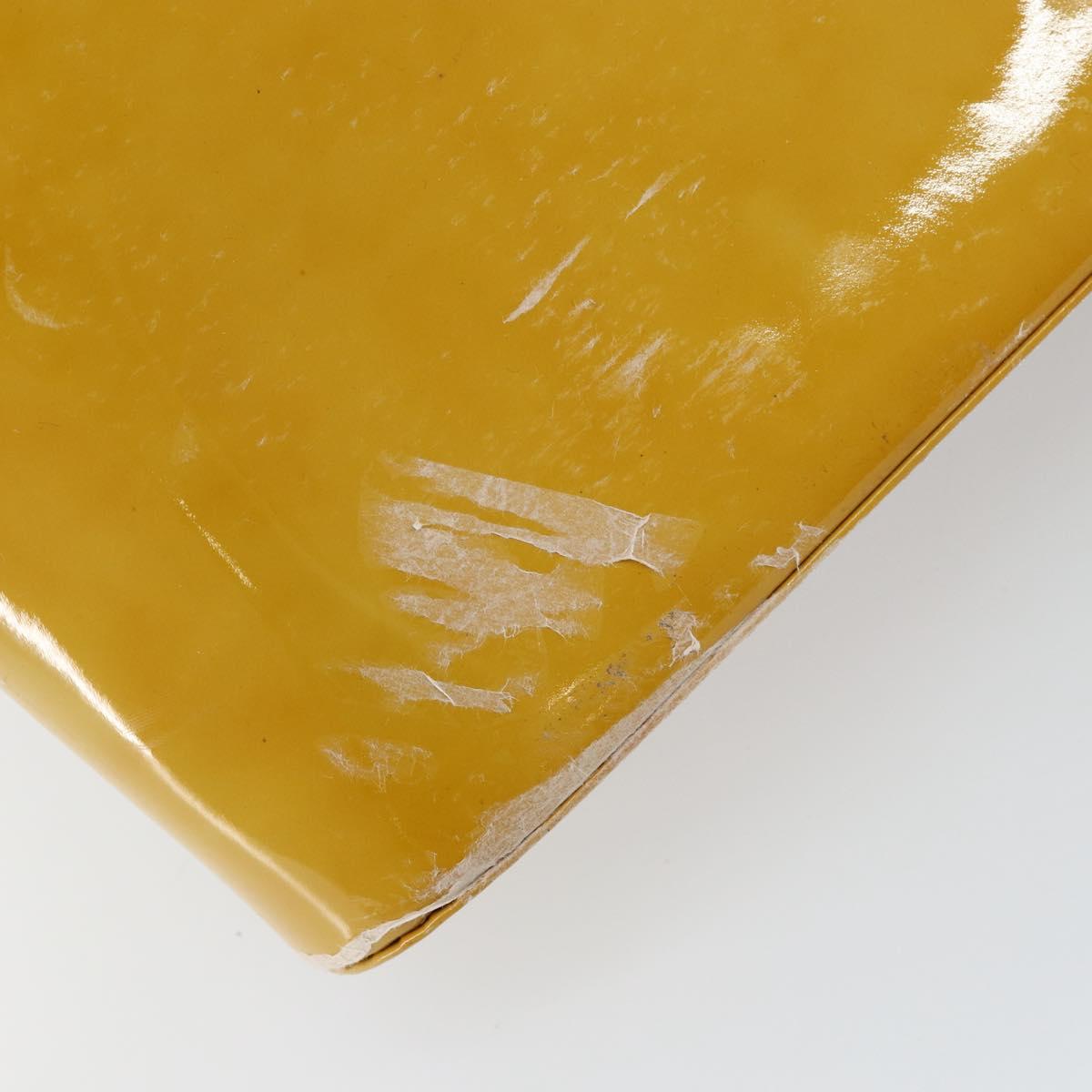 CHANEL Tote Bag Enamel Yellow Gold CC Auth gh968