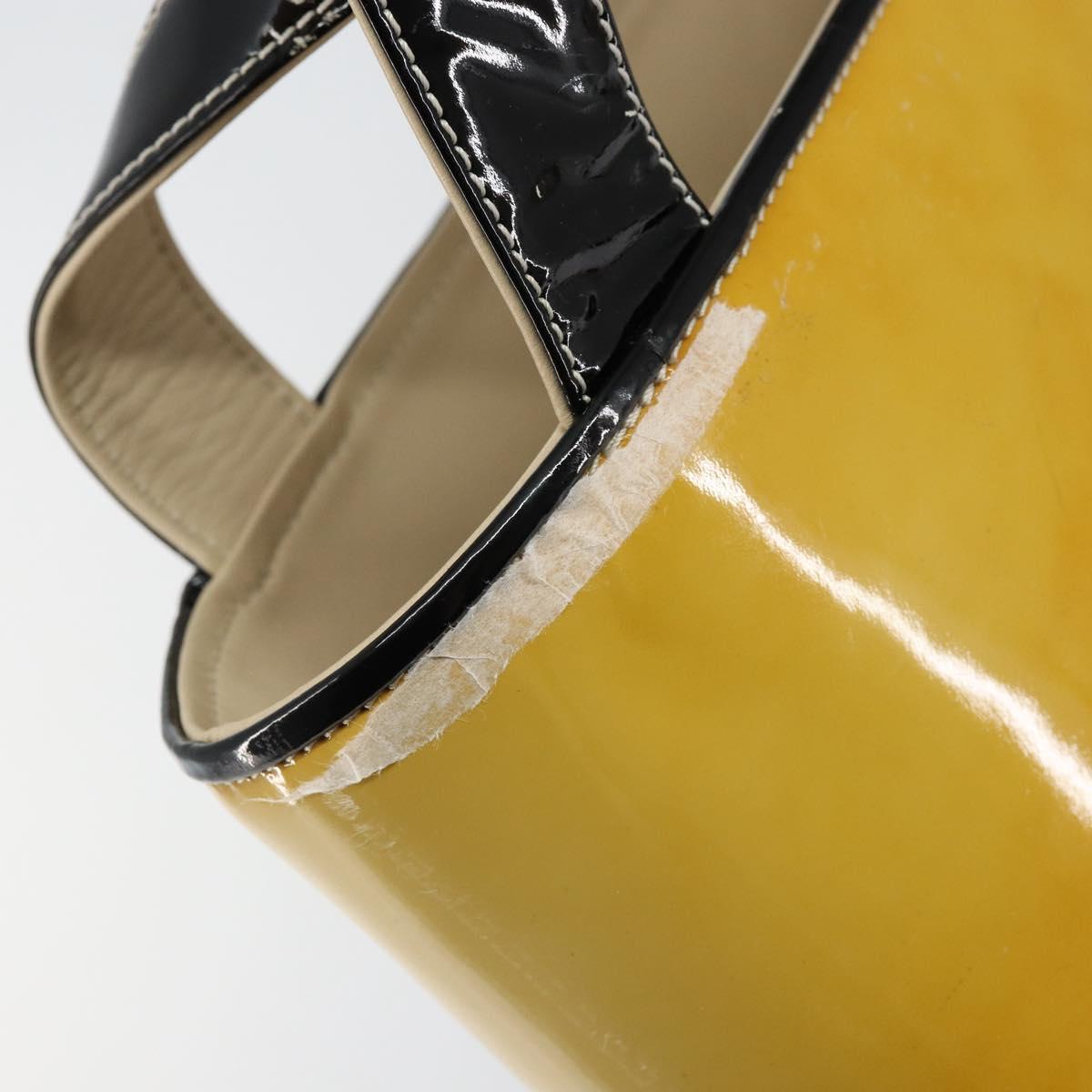 CHANEL Tote Bag Enamel Yellow Gold CC Auth gh968