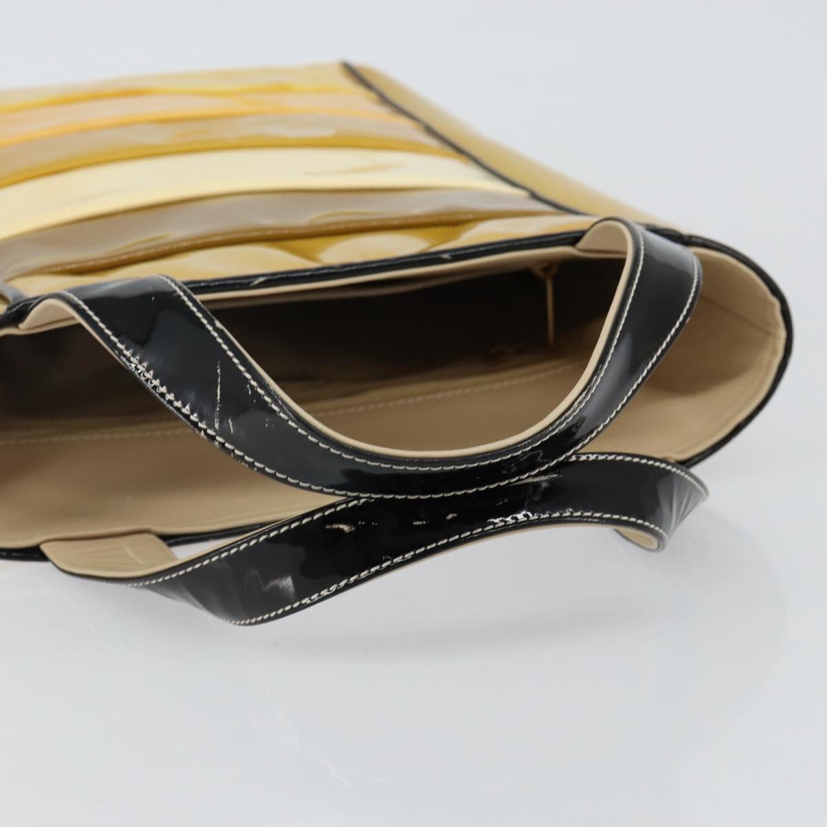 CHANEL Tote Bag Enamel Yellow Gold CC Auth gh968