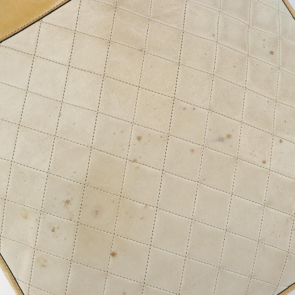 CHANEL Chain Tote Bag Lamb Skin Beige Gold CC Auth gh972