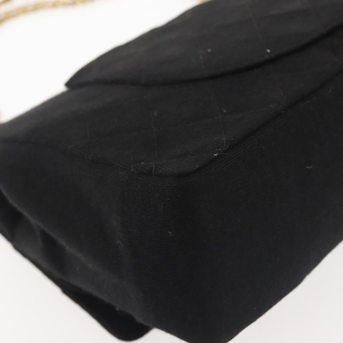 CHANEL Matelasse 25 Chain Shoulder Bag cotton Black Gold CC Auth gh984