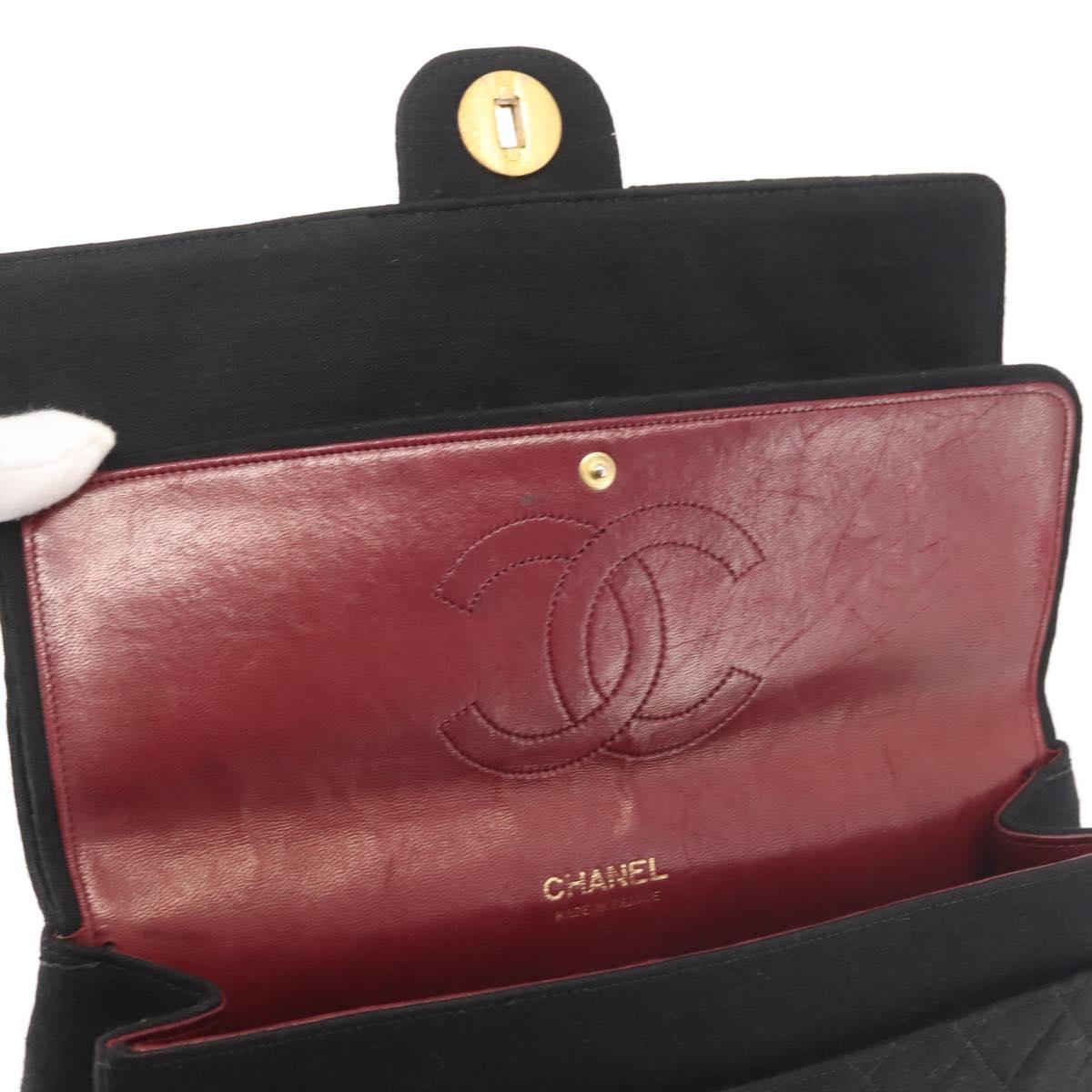 CHANEL Matelasse 25 Chain Shoulder Bag cotton Black Gold CC Auth gh984