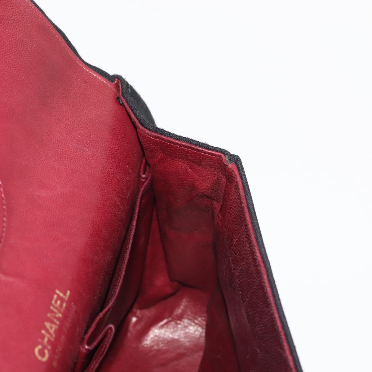 CHANEL Matelasse Chain Shoulder Bag Cotton Black Gold CC Auth gh984