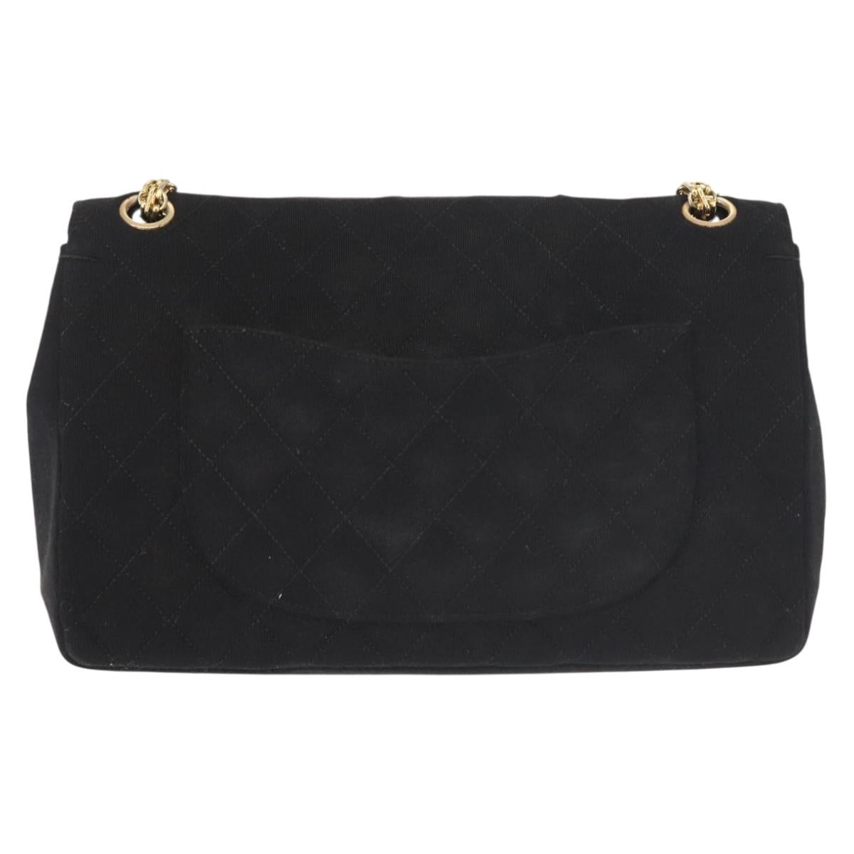 CHANEL Matelasse 25 Chain Shoulder Bag cotton Black Gold CC Auth gh984