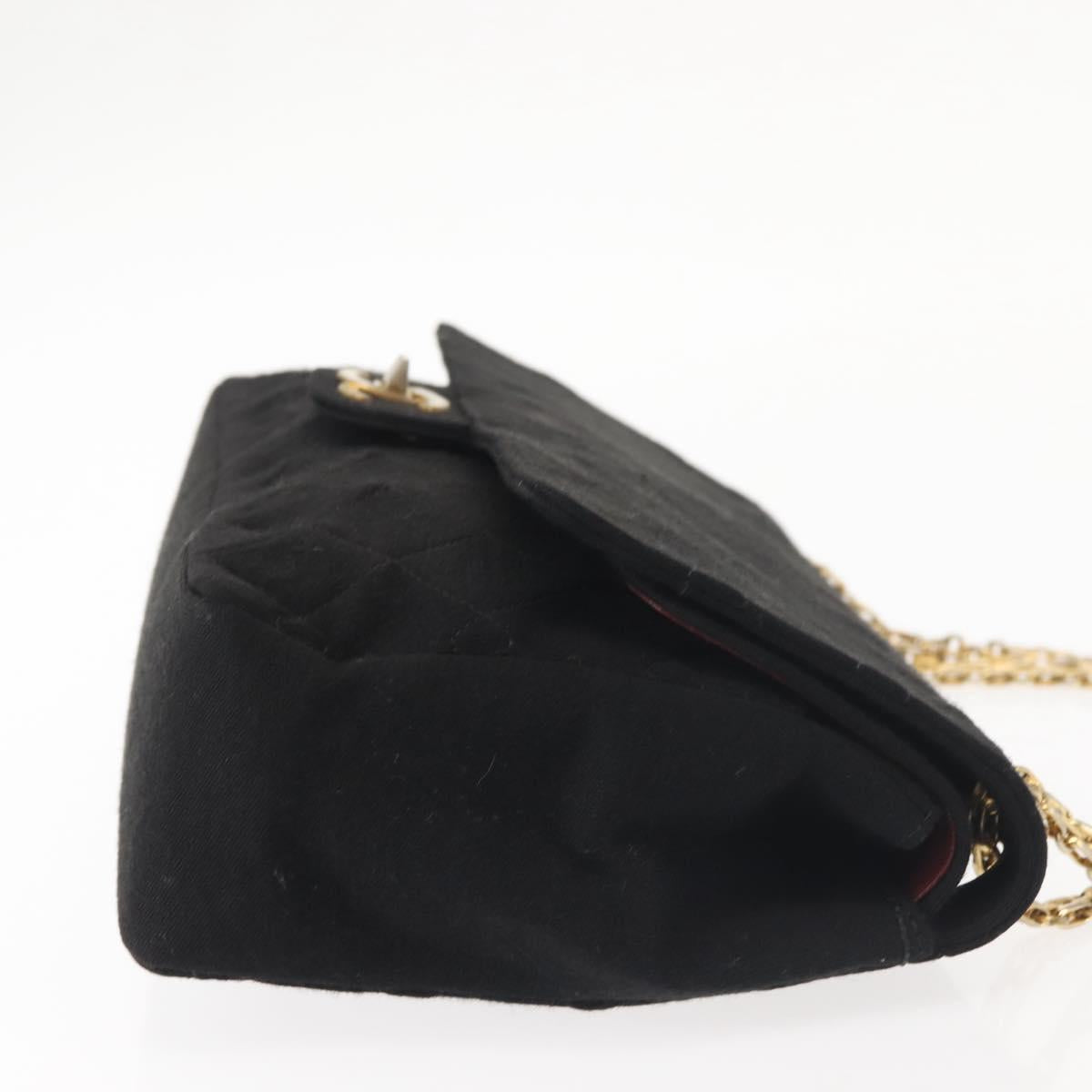 CHANEL Matelasse 25 Chain Shoulder Bag cotton Black Gold CC Auth gh984