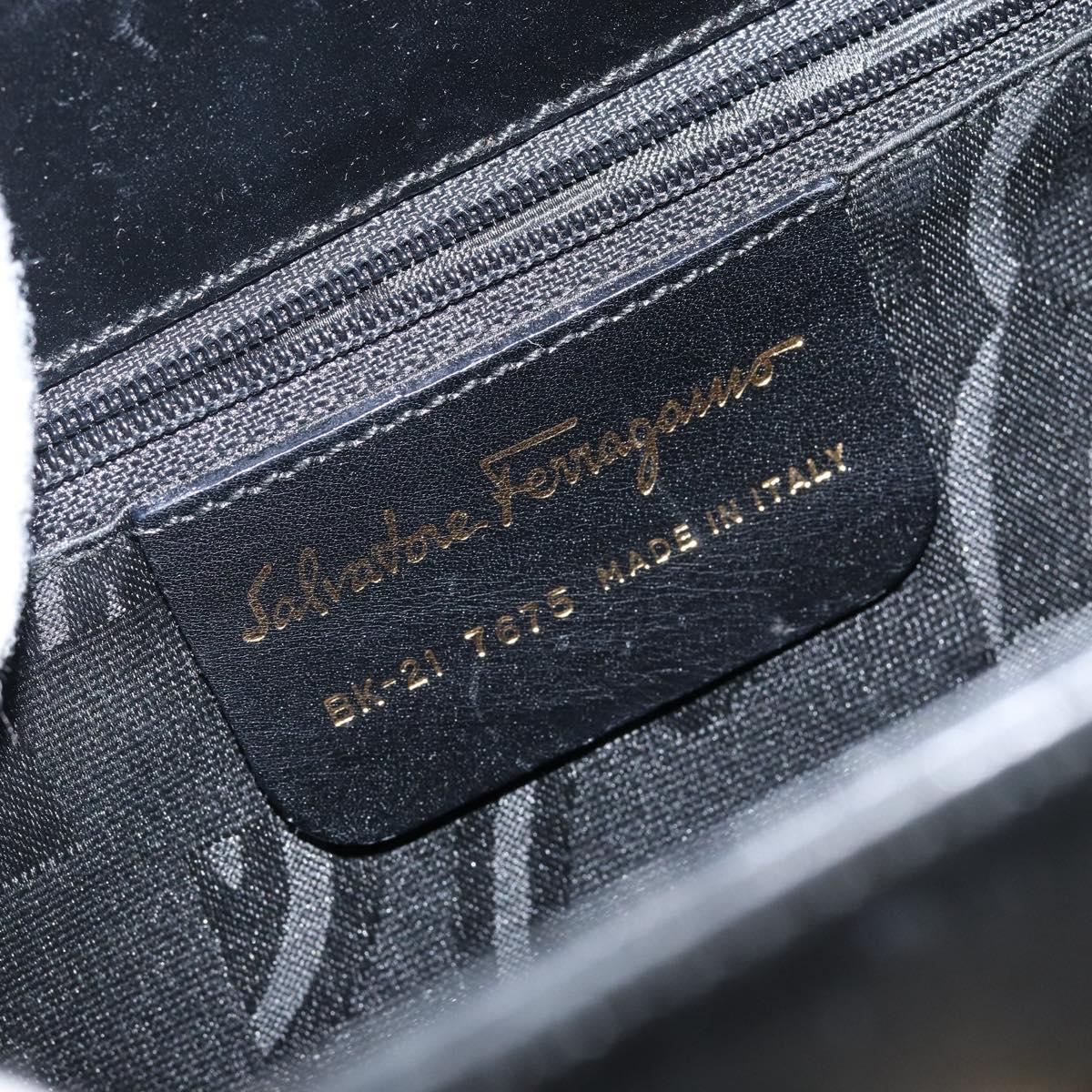 Salvatore Ferragamo Vala Shoulder Bag Leather Black Gold Auth gh986