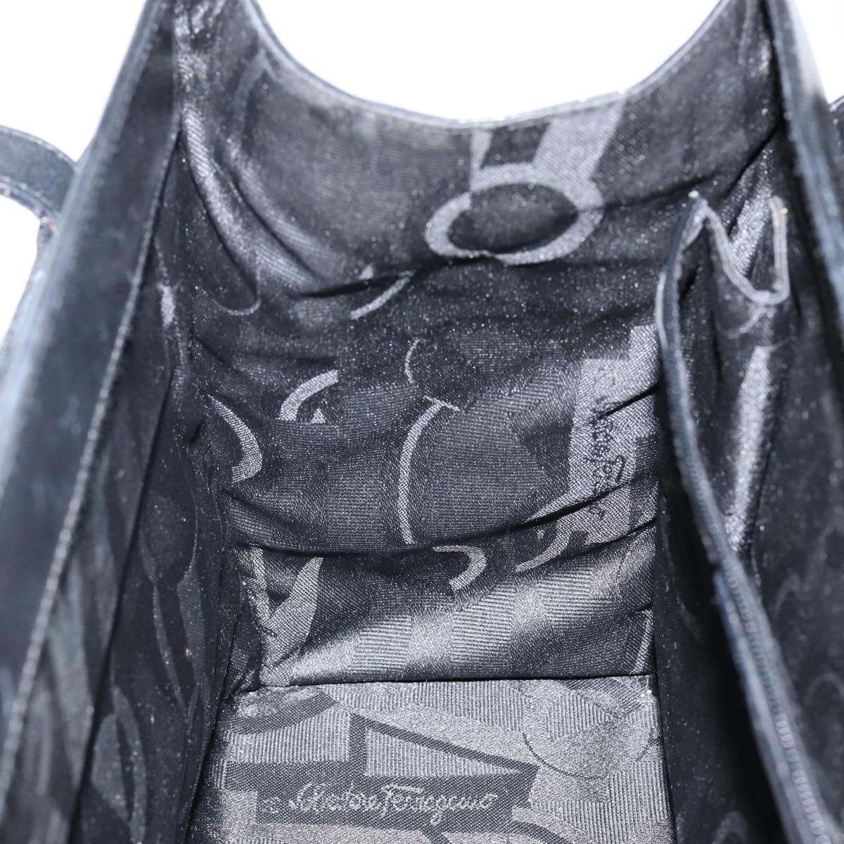 Salvatore Ferragamo Vala Shoulder Bag Leather Black Gold Auth gh986