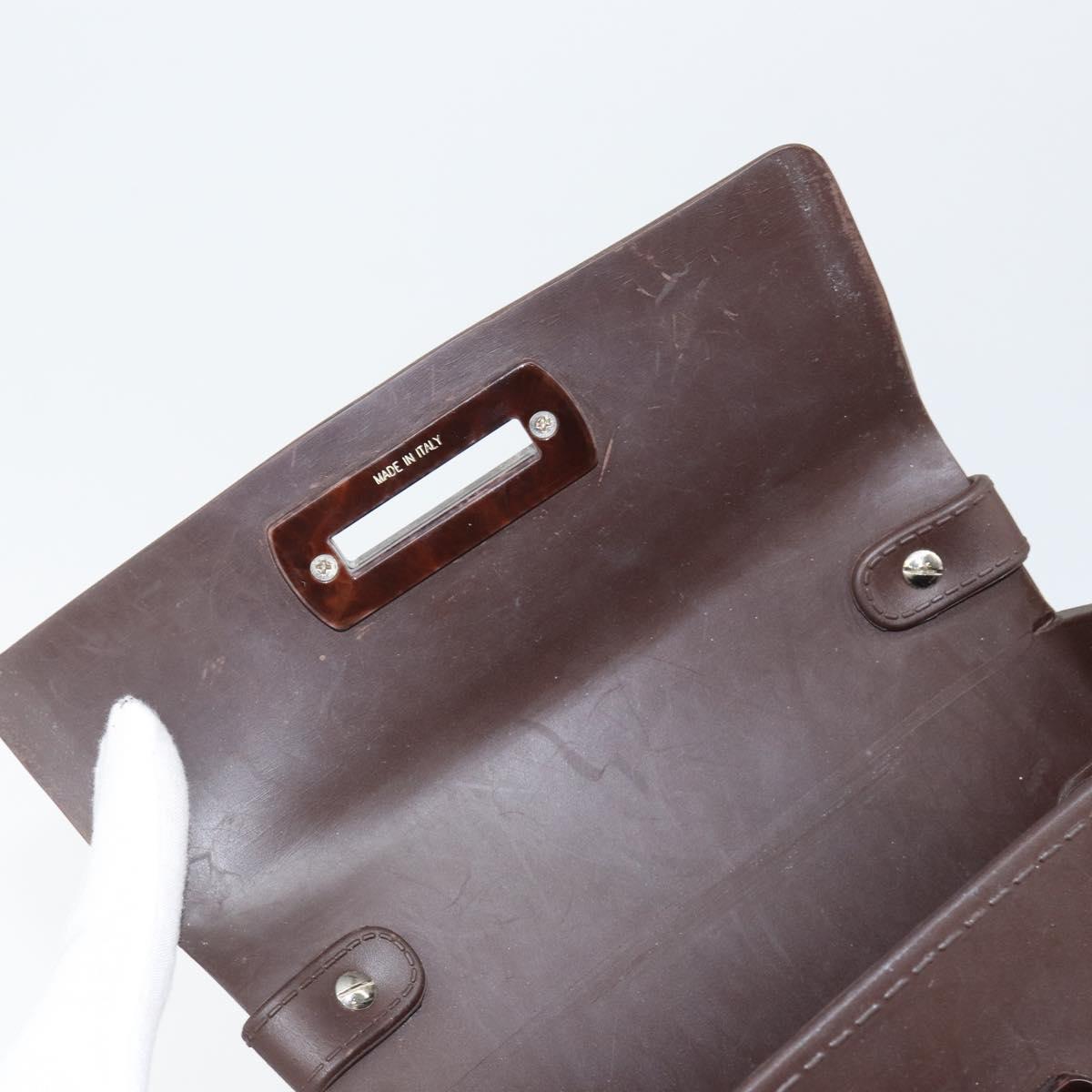 Salvatore Ferragamo Gancini Hand Bag Rubber Brown Auth gh987