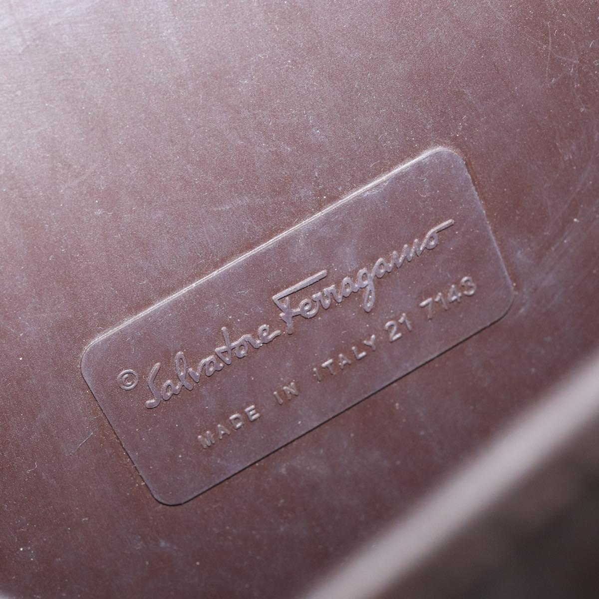 Salvatore Ferragamo Gancini Hand Bag Rubber Brown Auth gh987