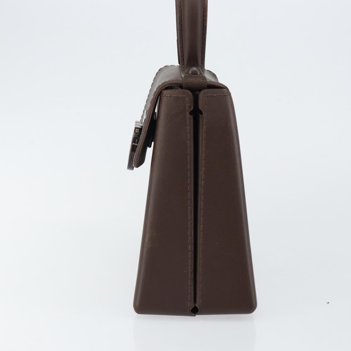 Salvatore Ferragamo Gancini Hand Bag Rubber Brown Auth gh987