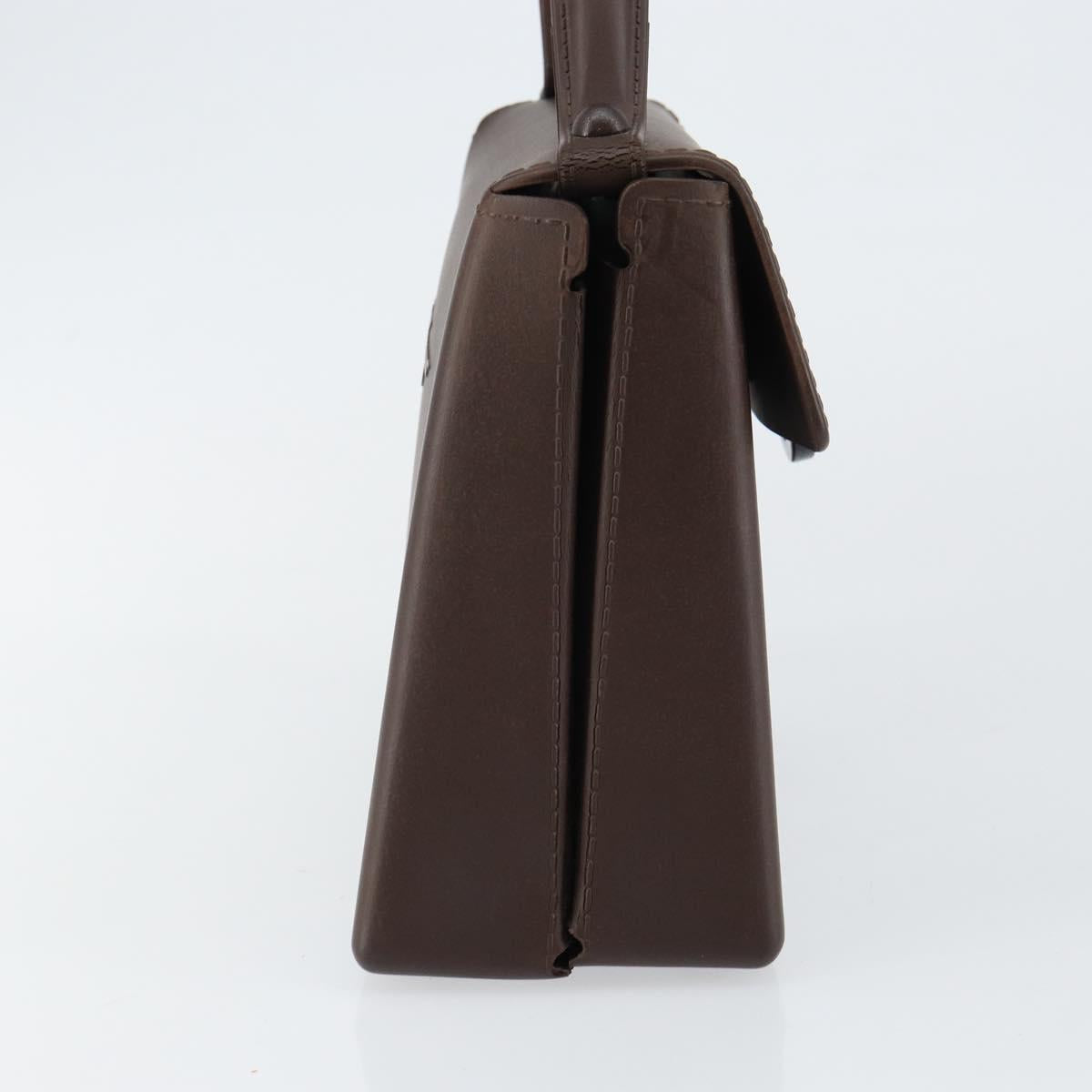 Salvatore Ferragamo Gancini Hand Bag Rubber Brown Auth gh987