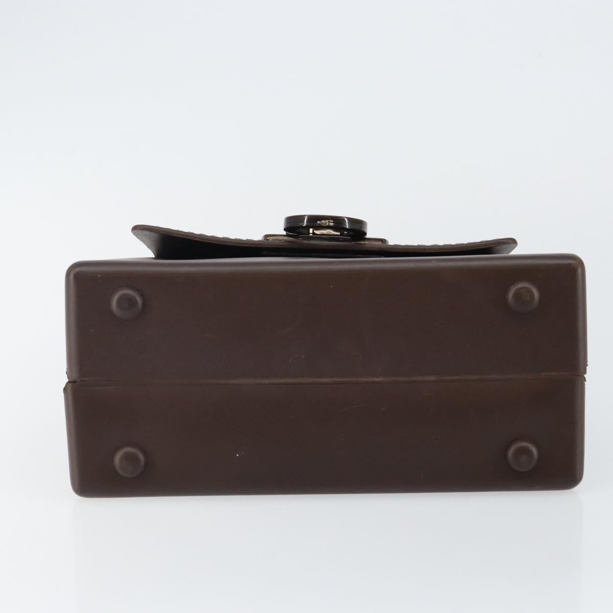 Salvatore Ferragamo Gancini Hand Bag Rubber Brown Auth gh987