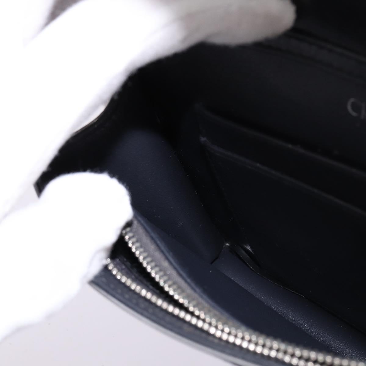 Christian Dior Chain Diorama Shoulder Bag Leather Silver Auth gh990