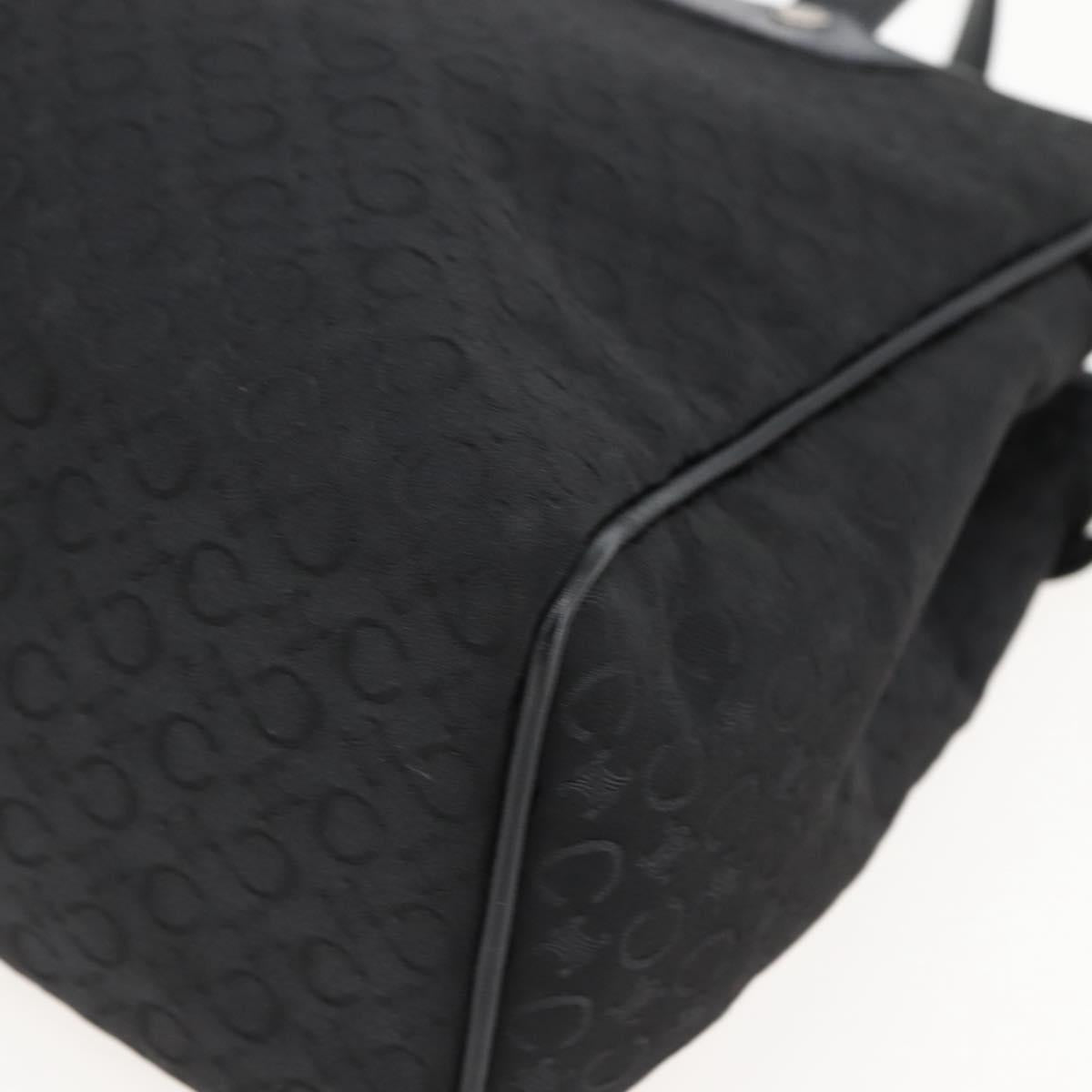 CELINE C Macadam Canvas Hand Bag Black Silver Auth gh998