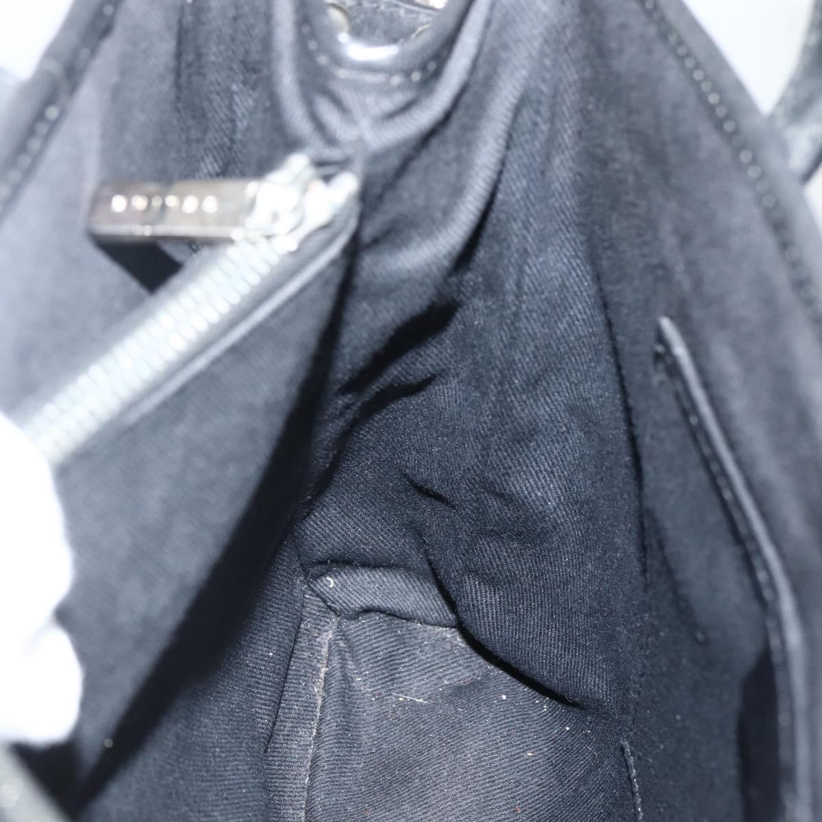 CELINE C Macadam Canvas Hand Bag Black Silver Auth gh998