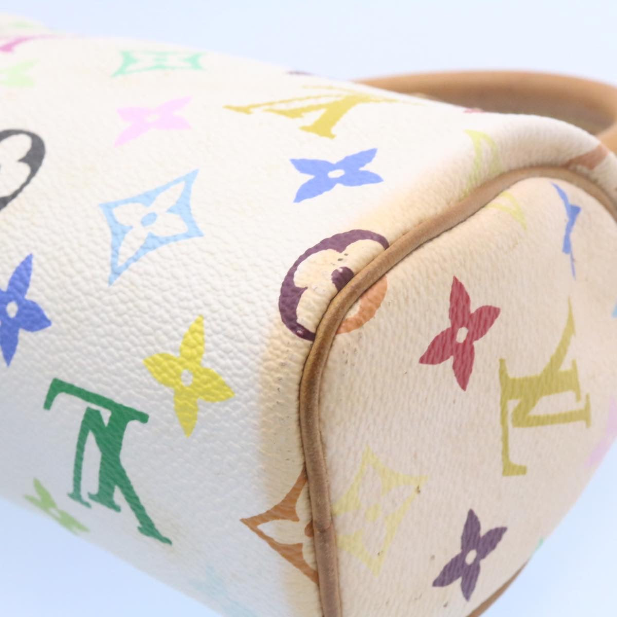 LOUIS VUITTON Monogram Multicolor Mini Speedy Hand Bag White M92645 Auth am1013g