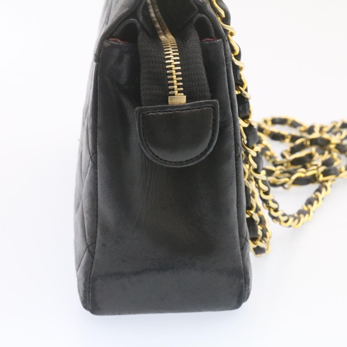 CHANEL Lamb Skin Matelasse Chain Shoulder Bag Black CC Auth am1201gV