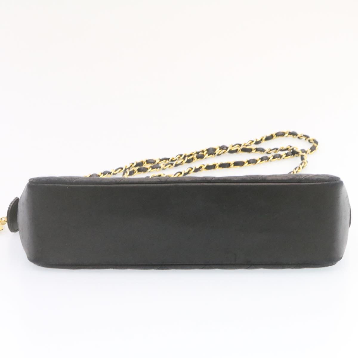 CHANEL Lamb Skin Matelasse Chain Shoulder Bag Black CC Auth am1201gV
