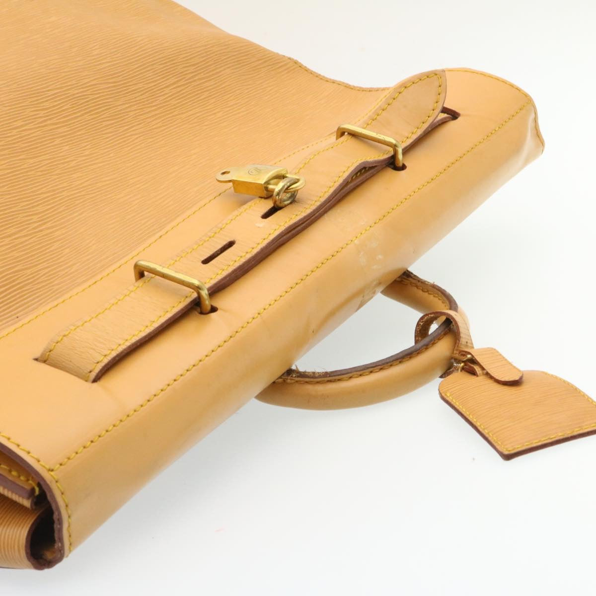 LOUIS VUITTON Epi Steamer Bag Boston Bag Beige LV Auth am1805g