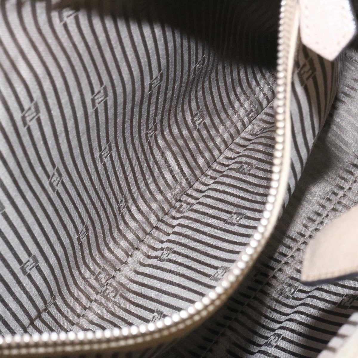 FENDI Hand Bag Leather 2way Shoulder Bag Gray Auth am2118g