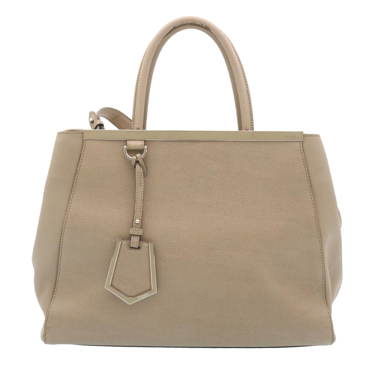 FENDI Hand Bag Leather 2way Shoulder Bag Gray Auth am2118g