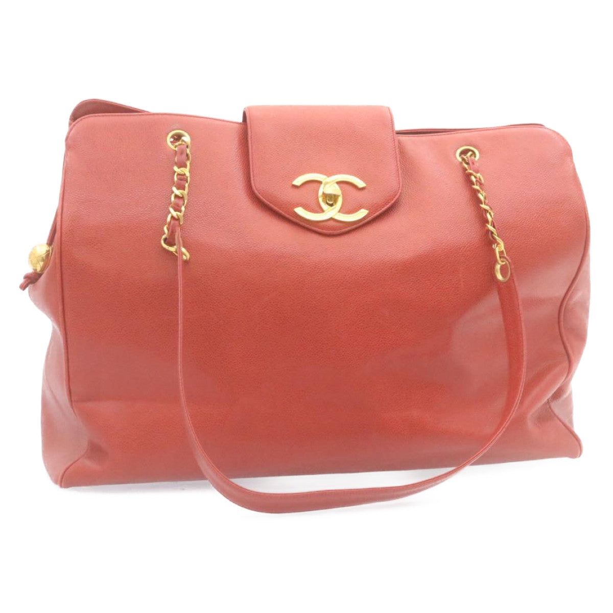 CHANEL Chain COCO Mark Super model bag Shoulder Bag Caviar Skin Red CC Auth am2162gSAV