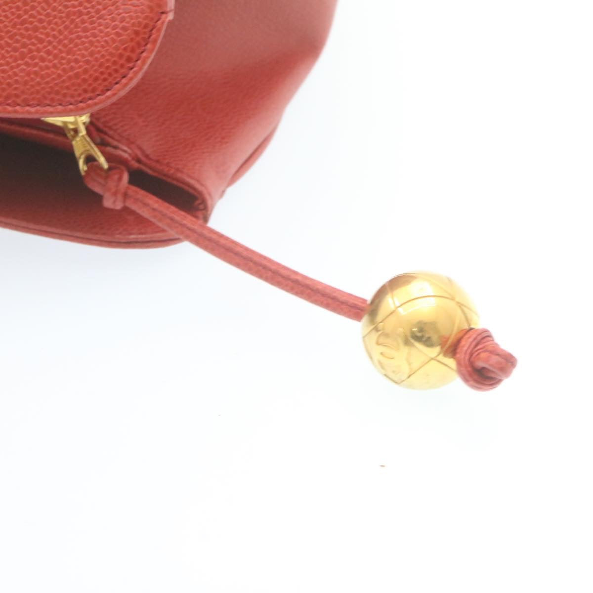 CHANEL Chain COCO Mark Super model bag Shoulder Bag Caviar Skin Red CC Auth am2162gA