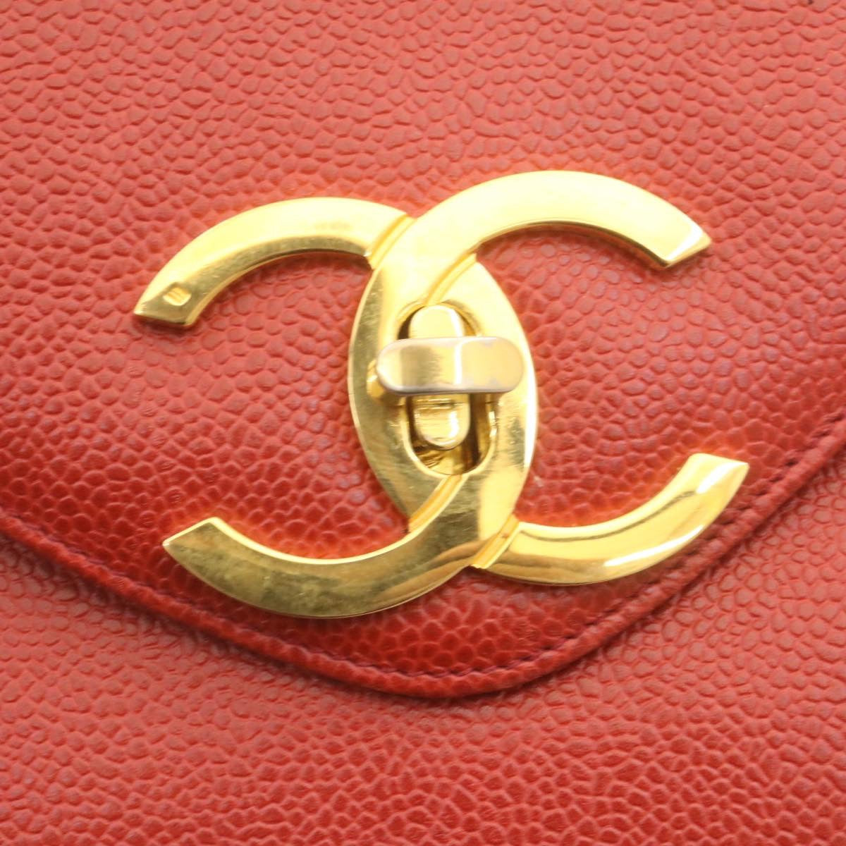 CHANEL Chain COCO Mark Super model bag Shoulder Bag Caviar Skin Red CC Auth am2162gA