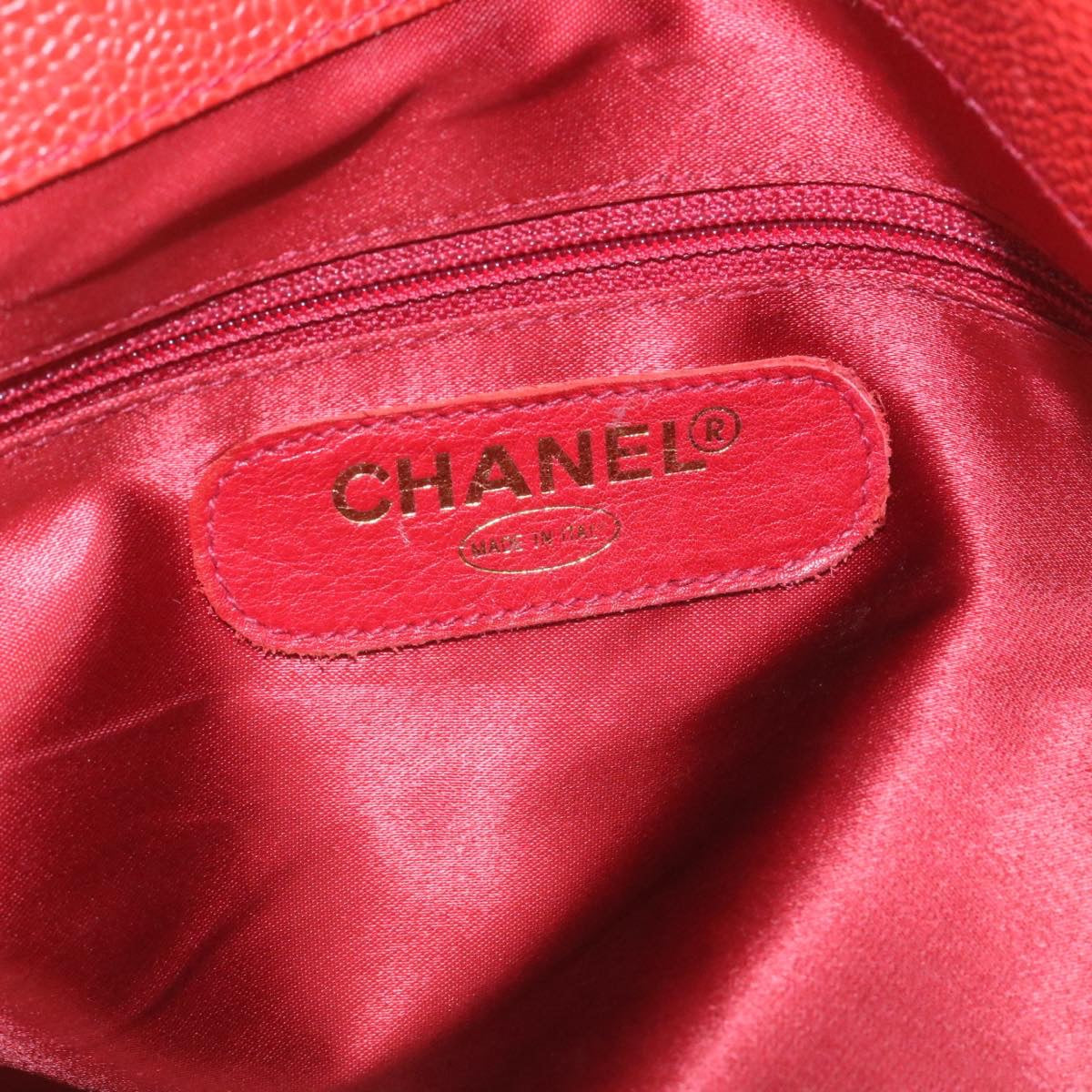 CHANEL Chain COCO Mark Super model bag Shoulder Bag Caviar Skin Red CC Auth am2162gA
