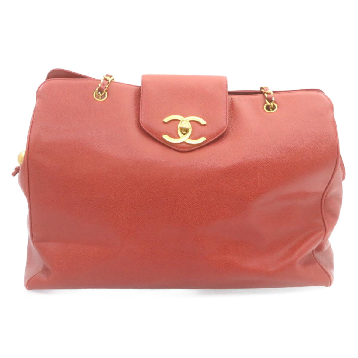 CHANEL Chain COCO Mark Super model bag Shoulder Bag Caviar Skin Red CC Auth am2162gSAV