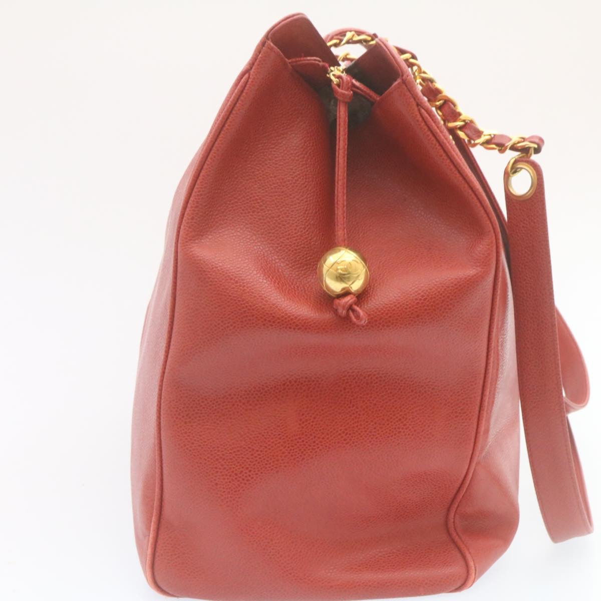 CHANEL Chain COCO Mark Super model bag Shoulder Bag Caviar Skin Red CC Auth am2162gSAV