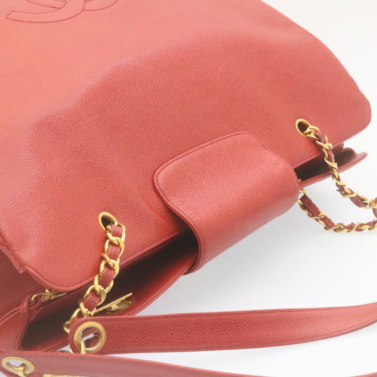 CHANEL Chain COCO Mark Super model bag Shoulder Bag Caviar Skin Red CC Auth am2162gA