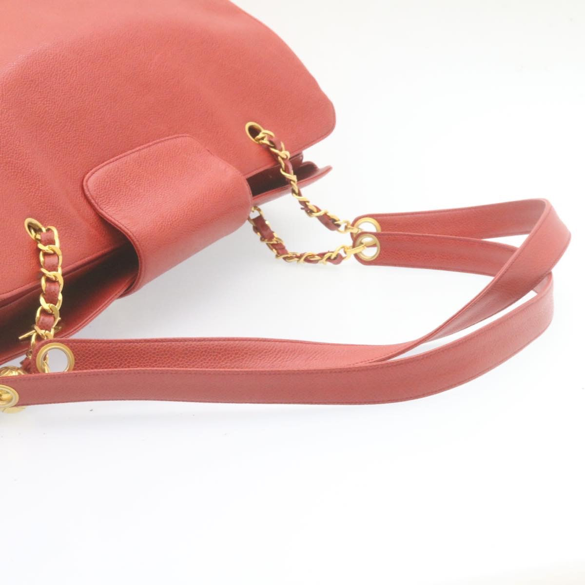 CHANEL Chain COCO Mark Super model bag Shoulder Bag Caviar Skin Red CC Auth am2162gA