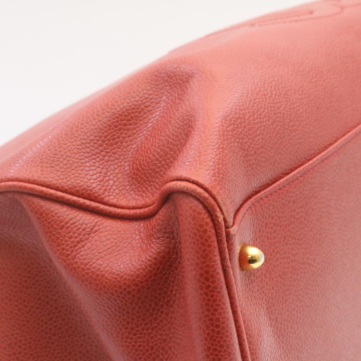 CHANEL Chain COCO Mark Super model bag Shoulder Bag Caviar Skin Red CC Auth am2162gA