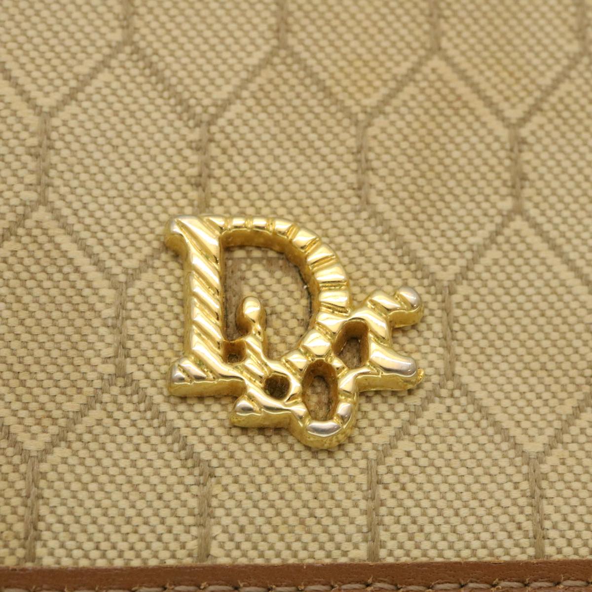 Christian Dior Honeycomb Chain Shoulder Bag Canvas Beige Auth am2250g