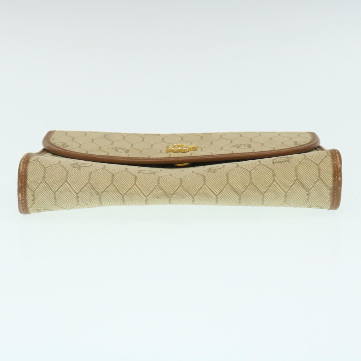 Christian Dior Honeycomb Chain Shoulder Bag Canvas Beige Auth am2250g