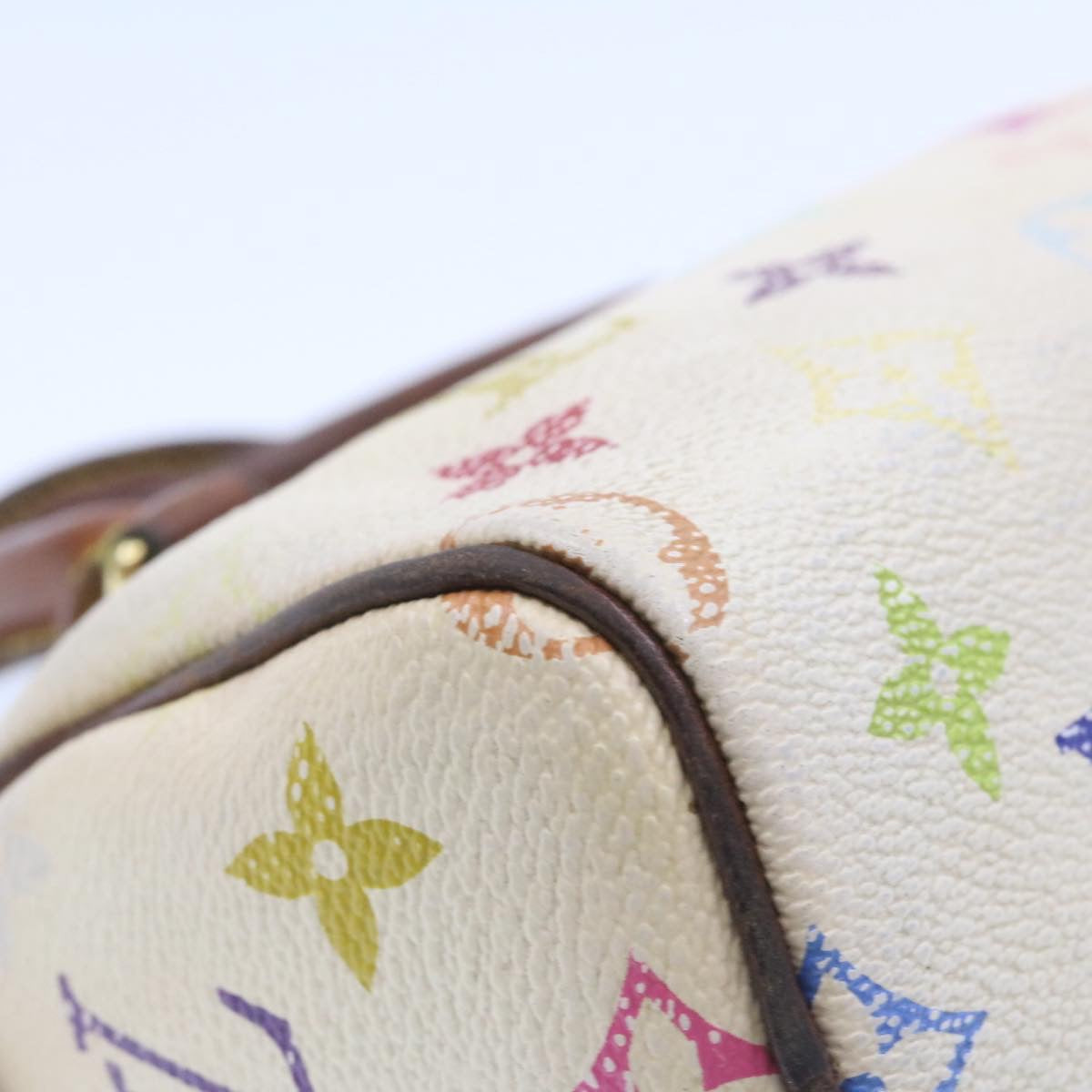 LOUIS VUITTON Monogram Multicolor Mini Speedy Hand Bag White M92645 Auth am232g