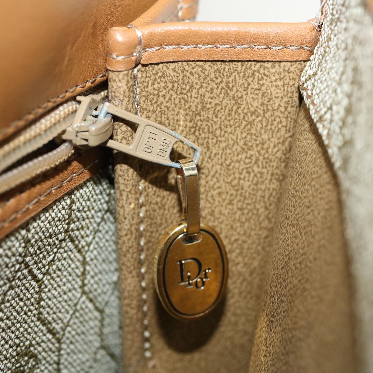 Christian Dior Honeycomb Canvas Hand Bag PVC Leather 2way Beige Auth am2383g