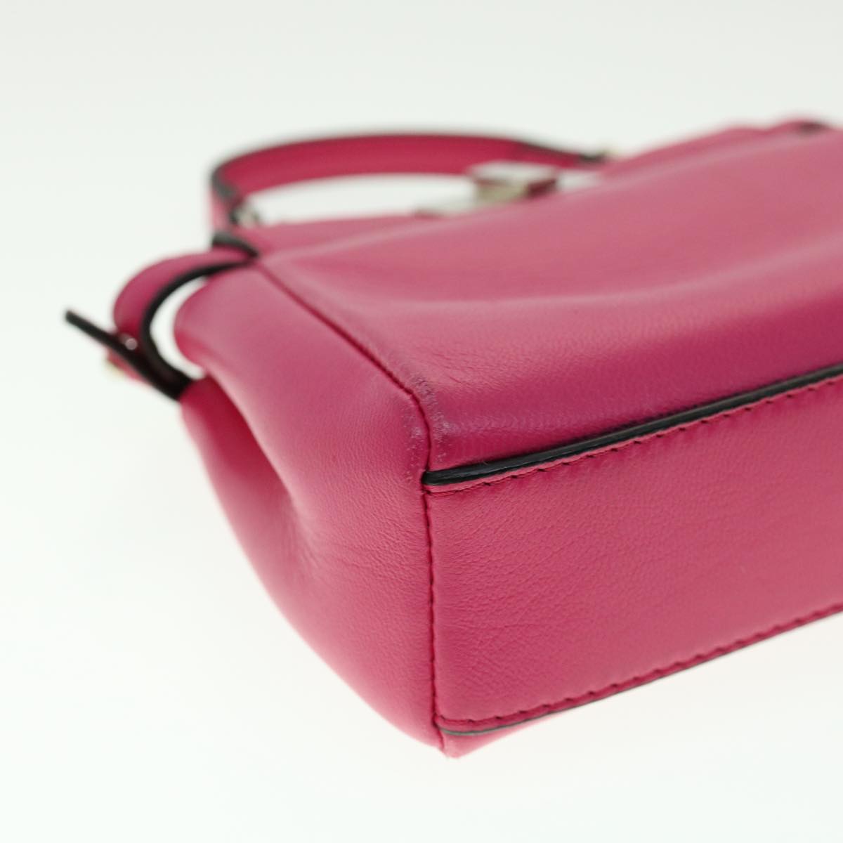 FENDI Micro Peek A Boo Hand Bag Leather 2way Pink Auth am2705gAV