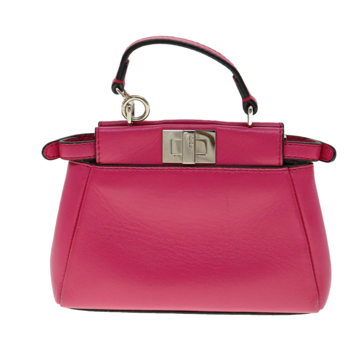 FENDI Micro Peek A Boo Hand Bag Leather 2way Pink Auth am2705gAV