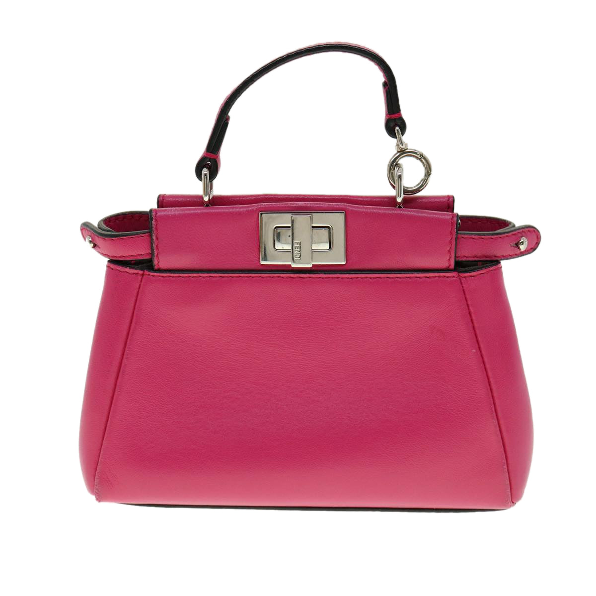 FENDI Micro Peek A Boo Hand Bag Leather 2way Pink Auth am2705gAV