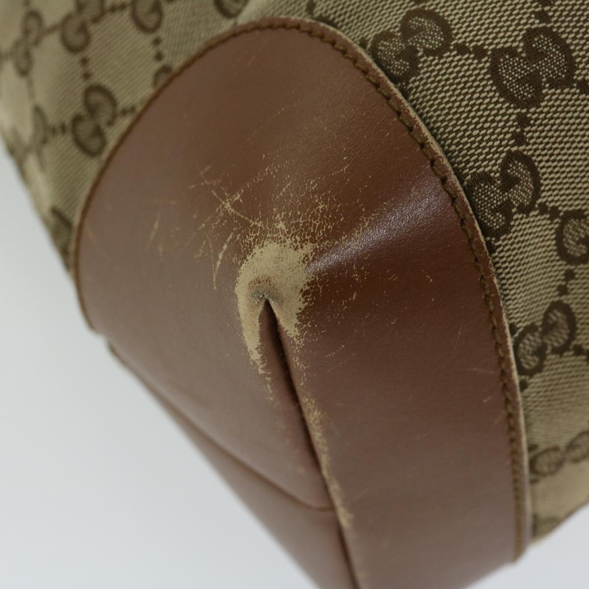 GUCCI GG Canvas Web Sherry Line Tote Bag Beige Red Green 308928 Auth hk1105