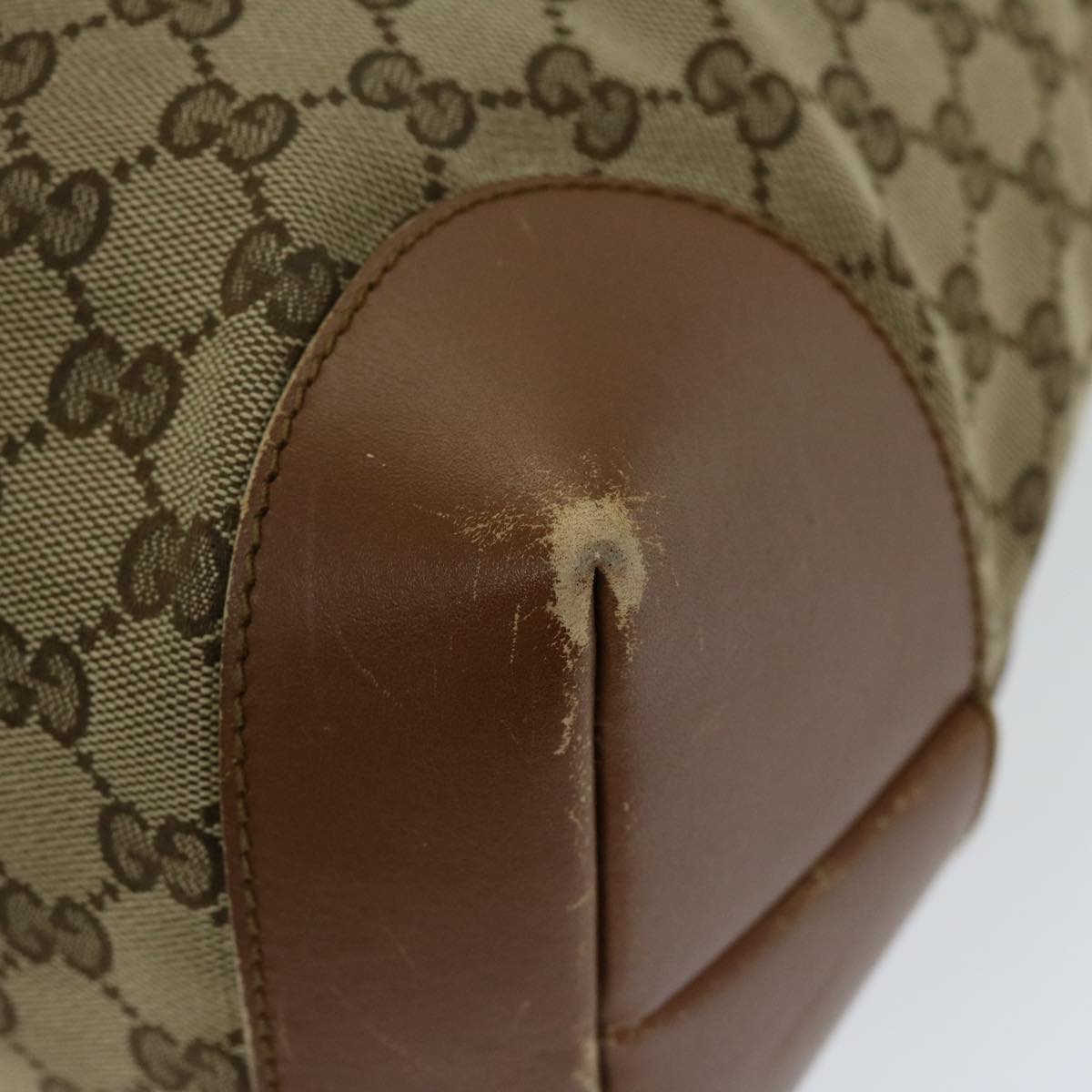 GUCCI GG Canvas Web Sherry Line Tote Bag Beige Red Green 308928 Auth hk1105