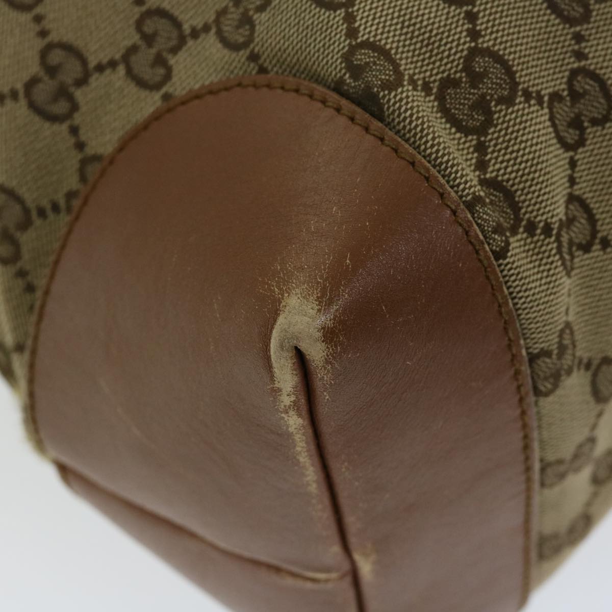 GUCCI GG Canvas Web Sherry Line Tote Bag Beige Red Green 308928 Auth hk1105