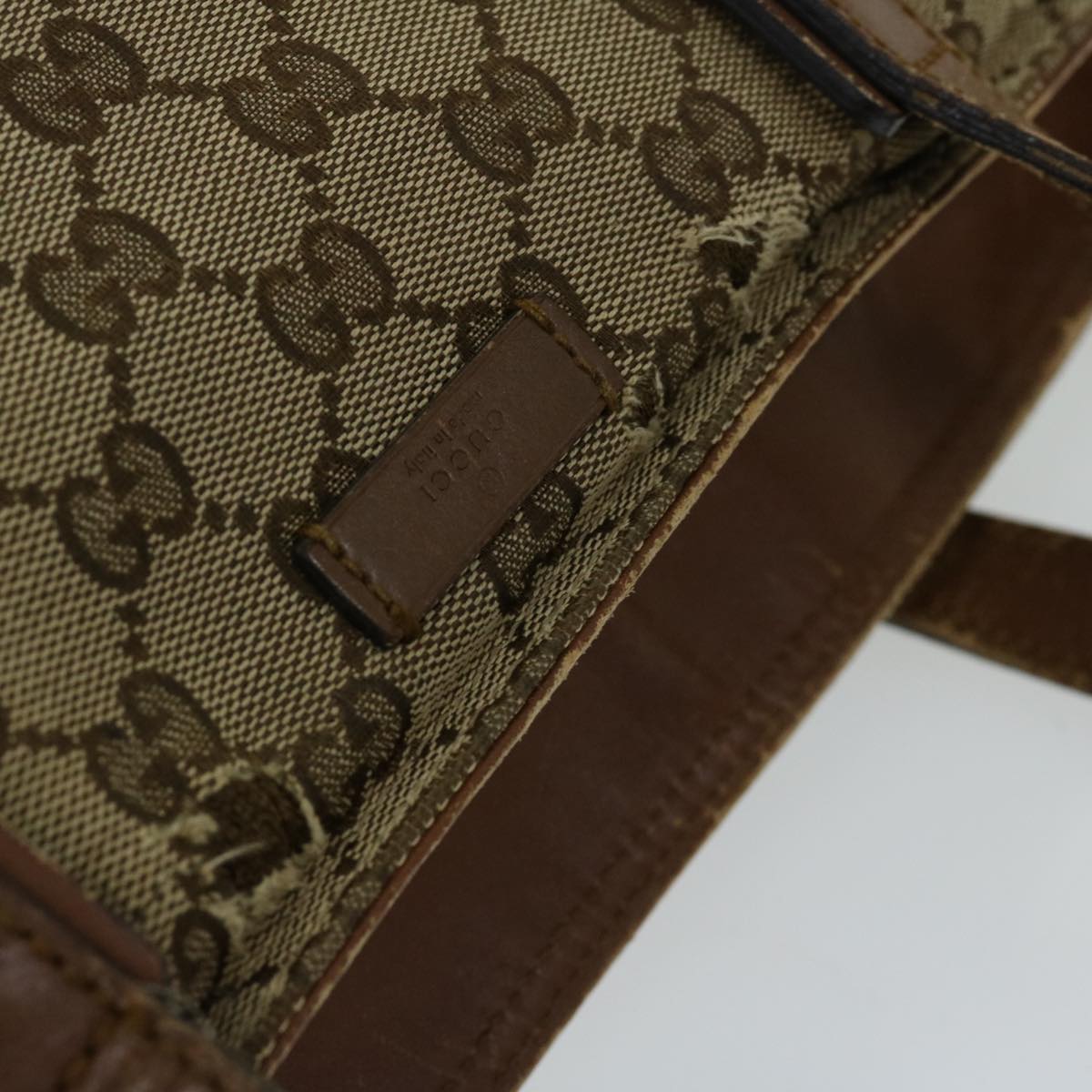 GUCCI GG Canvas Web Sherry Line Tote Bag Beige Red Green 308928 Auth hk1105