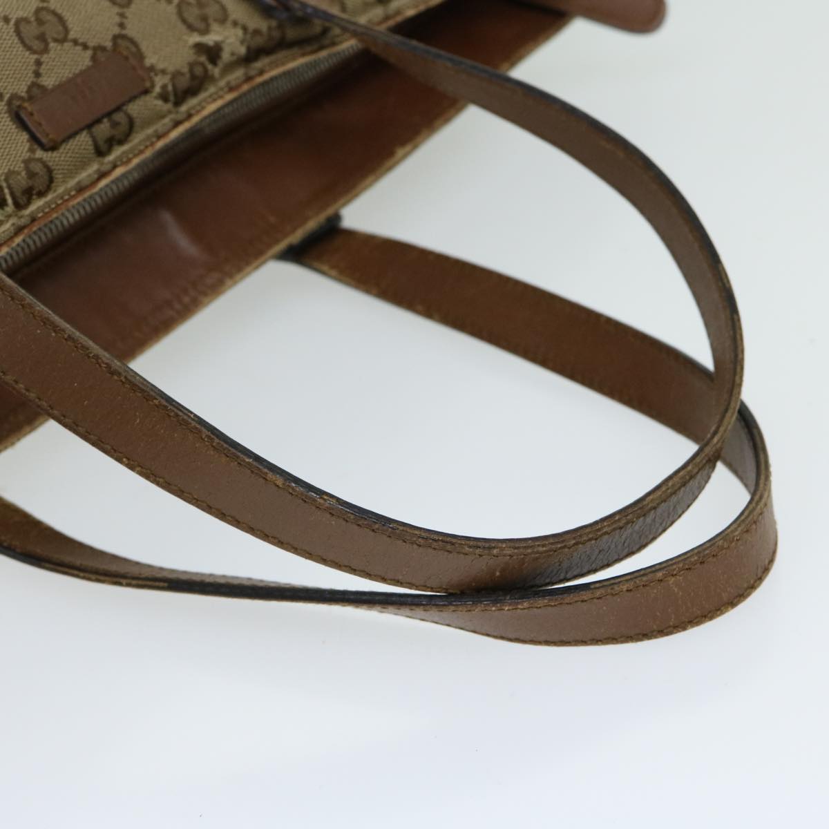GUCCI GG Canvas Web Sherry Line Tote Bag Beige Red Green 308928 Auth hk1105